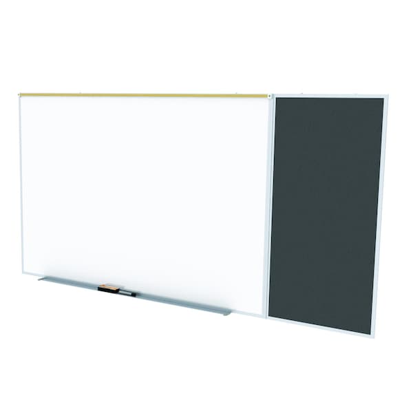 Combo Whiteboard/Bulletin, Mag Por/Rcycld, Styl C, 4 ft H x 10 ft W, Black